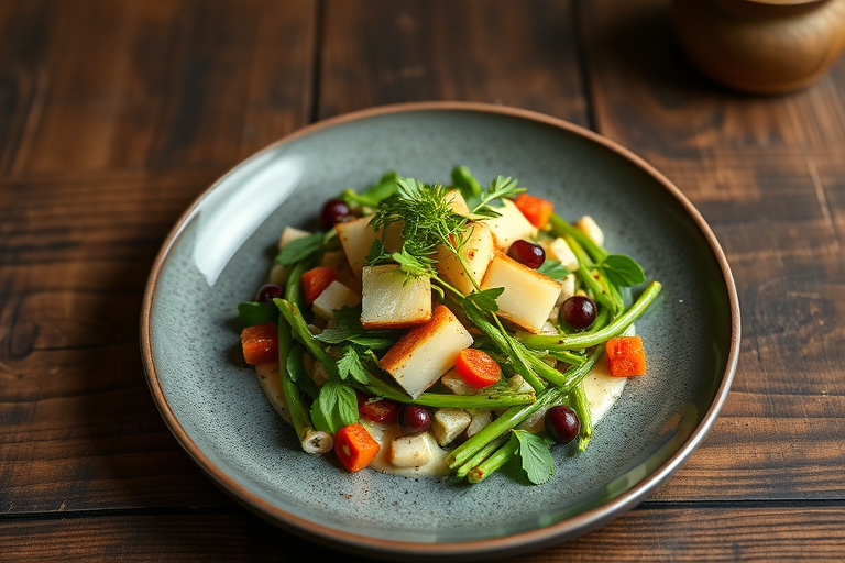 Sennepsbladsalat med Gruyère og ansjoskrutonger