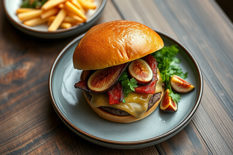 Berkeley Bacon Cheeseburger med Teleme og Fikensalat