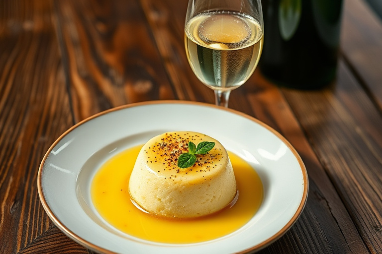 Champagnegelé med bringebær i glass