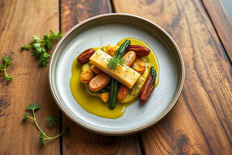 Chartreuse av asparges og purre med kjørvel-emulsjon