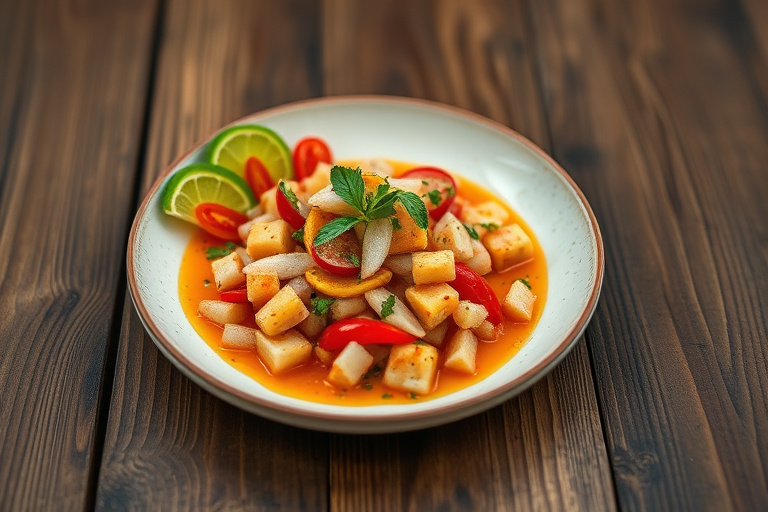 Frisk tropisk fruktsalsa med chili