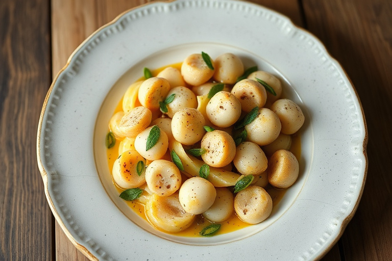 Ricotta-gnocchi med asparges, erter og morkler