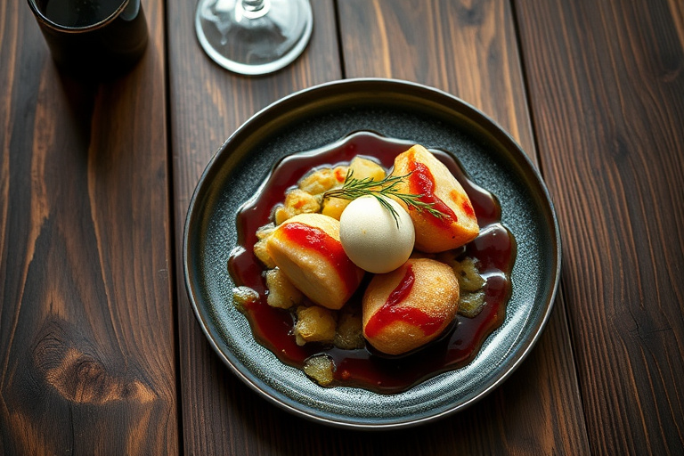 Pølser med sherry-karamelliserte pærer og sjalottløk