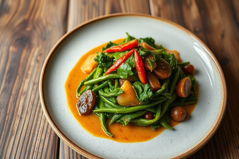 Sautert grønnkål med ovnsbakte paprika og artisjokker