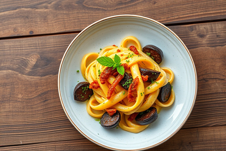 Rigatoni med kremet auberginepuré og mynte