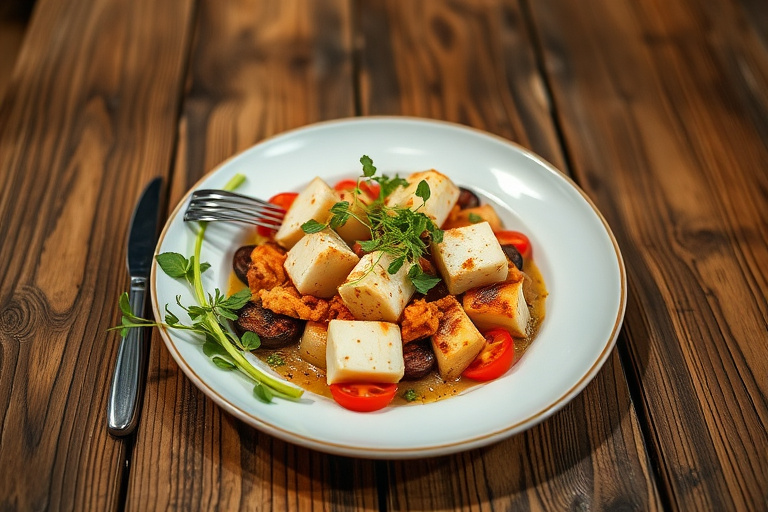 Tunfiskspyd med grønnsaker og sitron