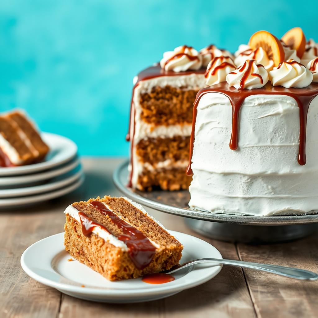 Gingersnap iskremkake med sjokolade og karamellsaus