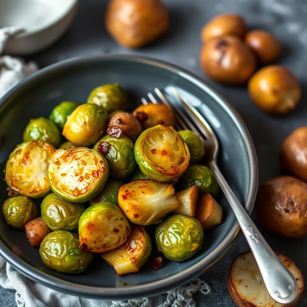 Glaserte rosenkål og poteter