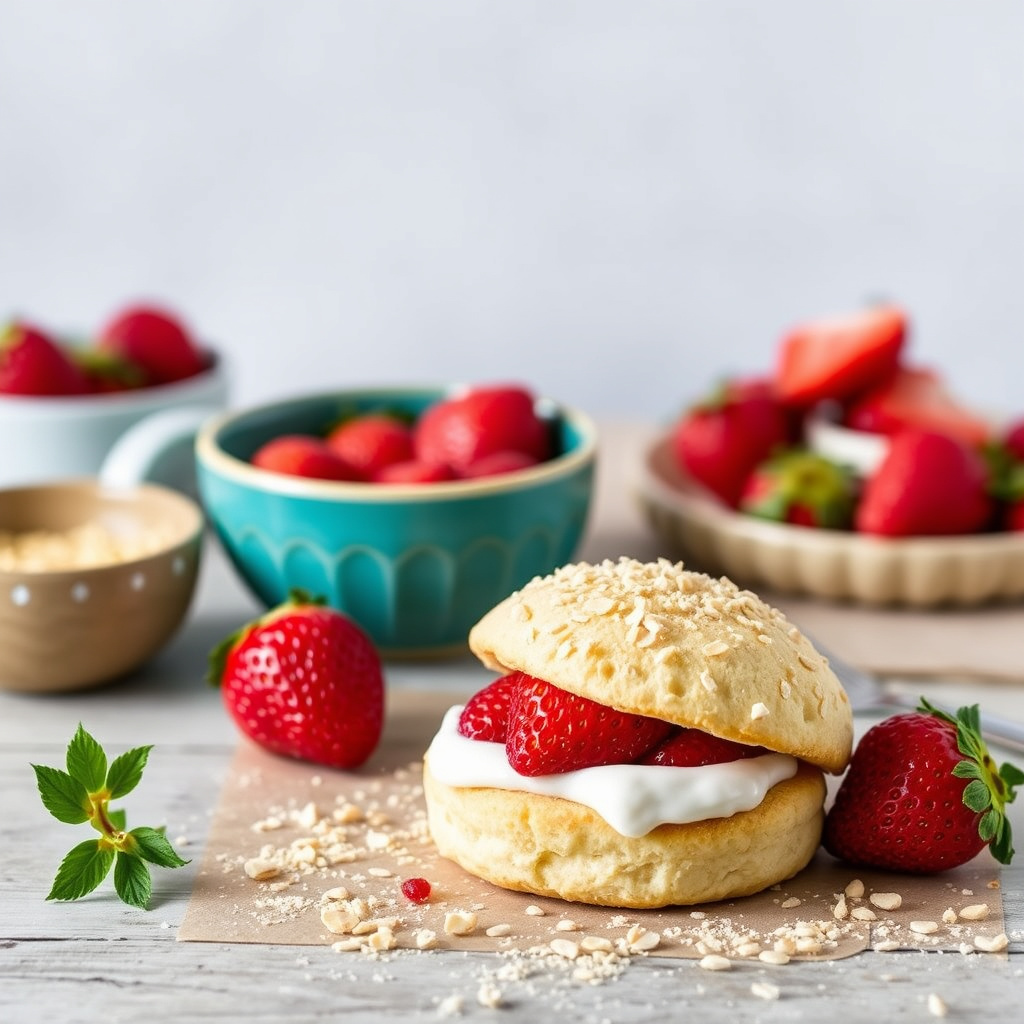 Glutenfrie kokos- og mandeljordbærterter