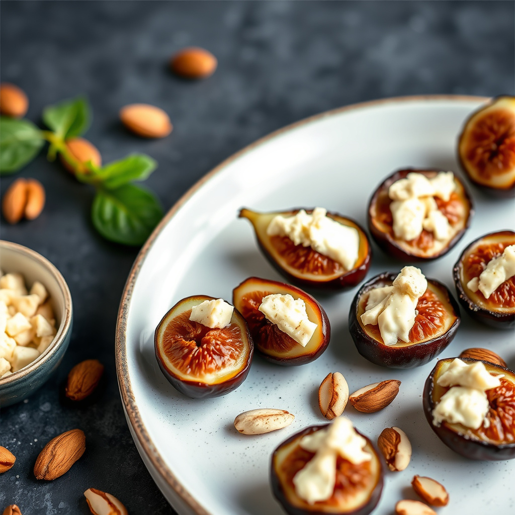 Gorgonzola-figbiter med ristet mandel