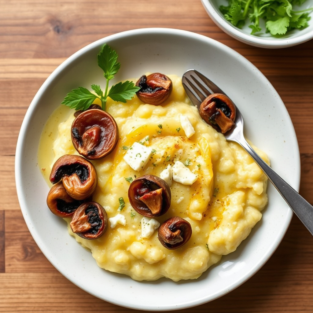 Gorgonzolapolenta med ferske porcini-sopper