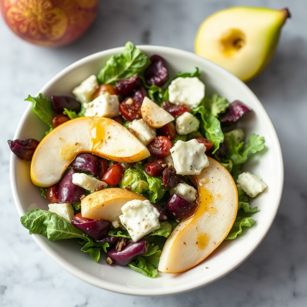 Gorgonzolasalat med pære og honning-dijondressing