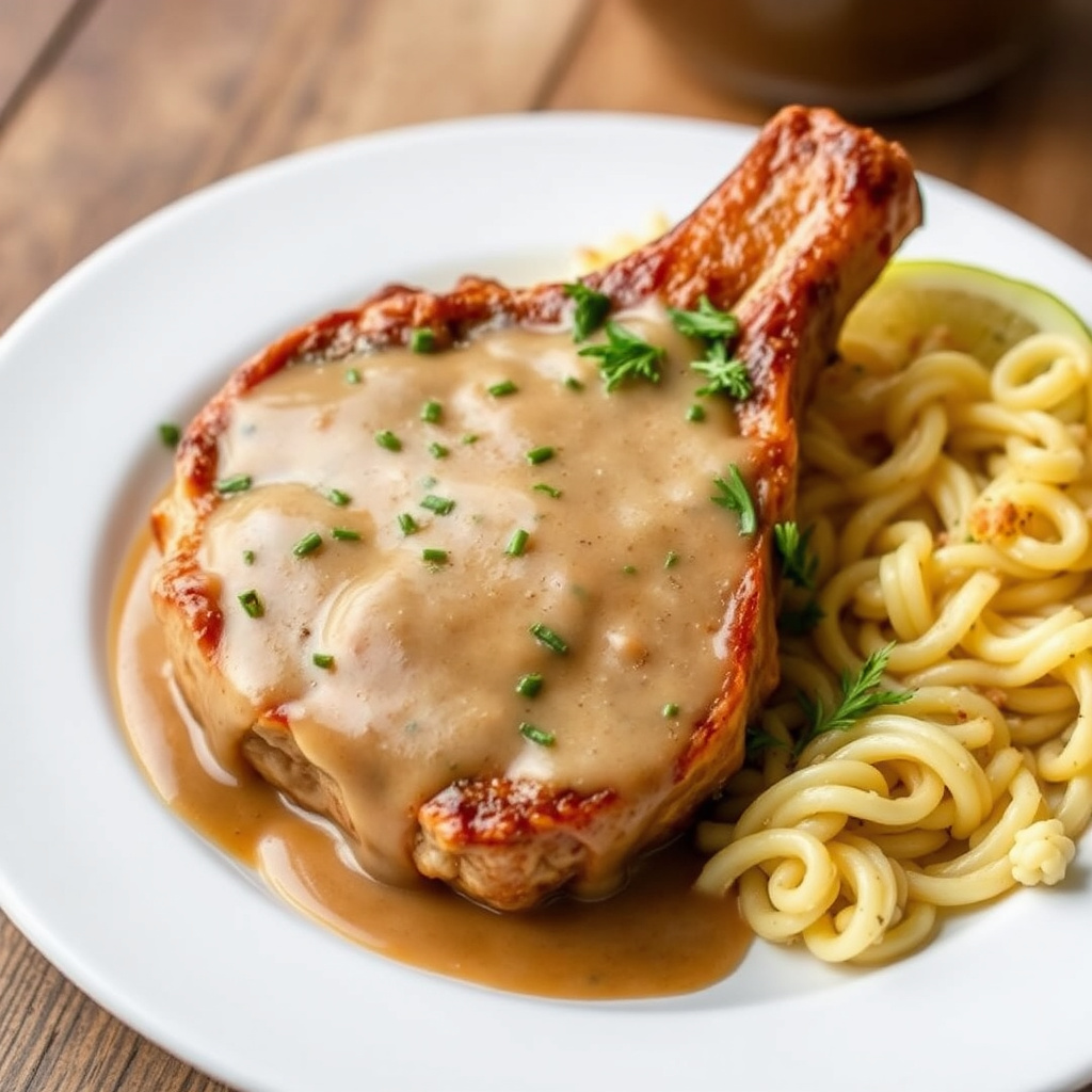 Gravylagrede svinekoteletter med saus