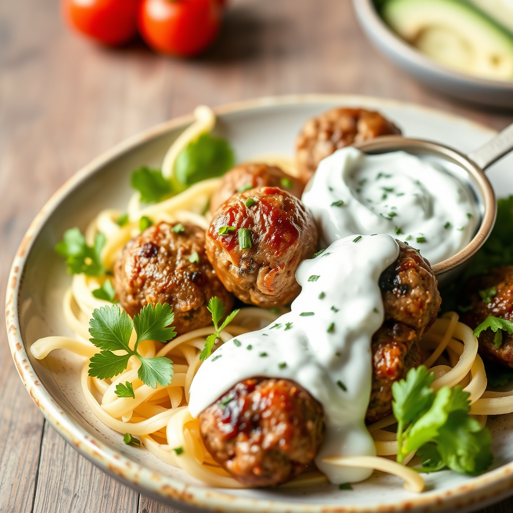 Greske kjøttboller og tzatziki