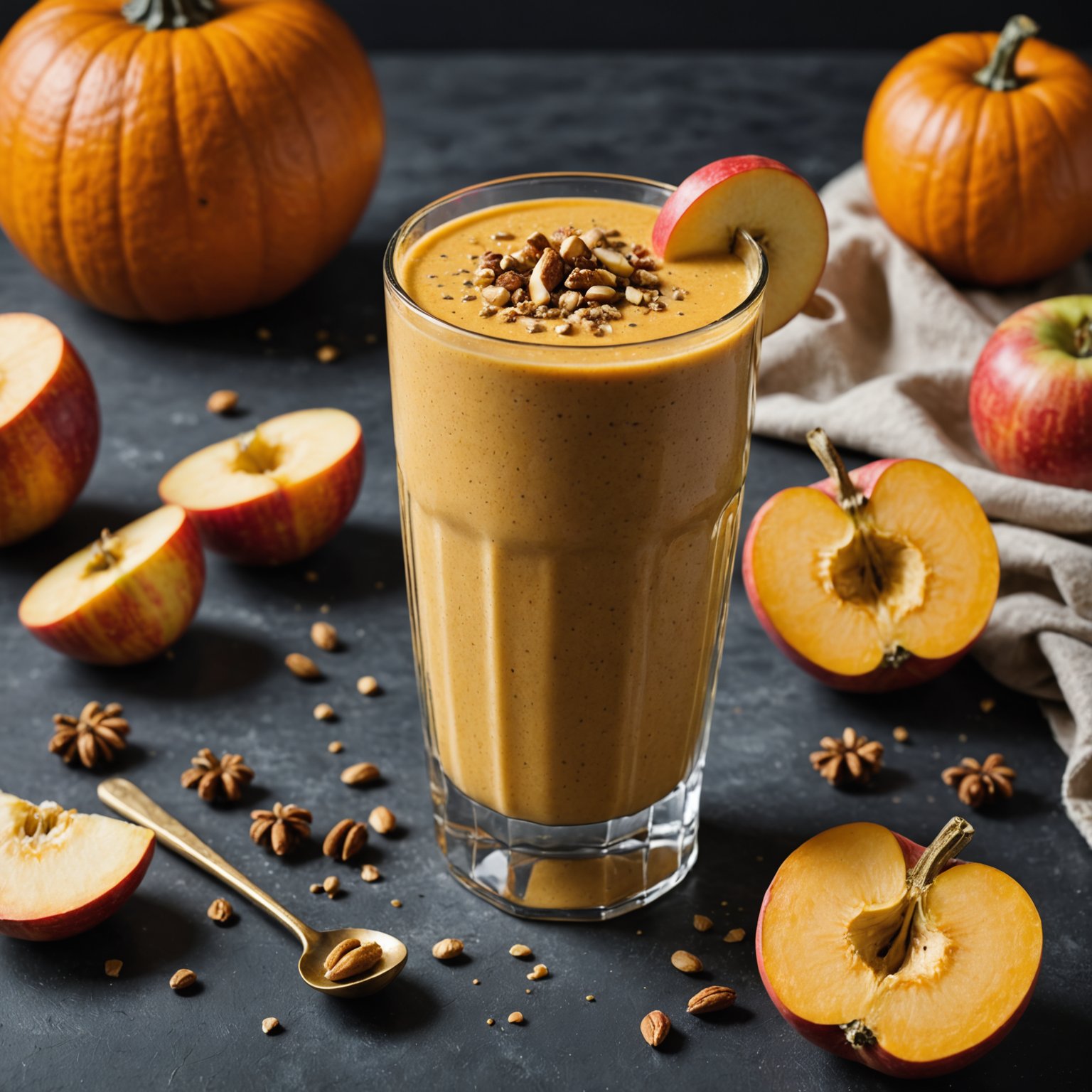 Gresskar- og eplesmoothie med chia og havre