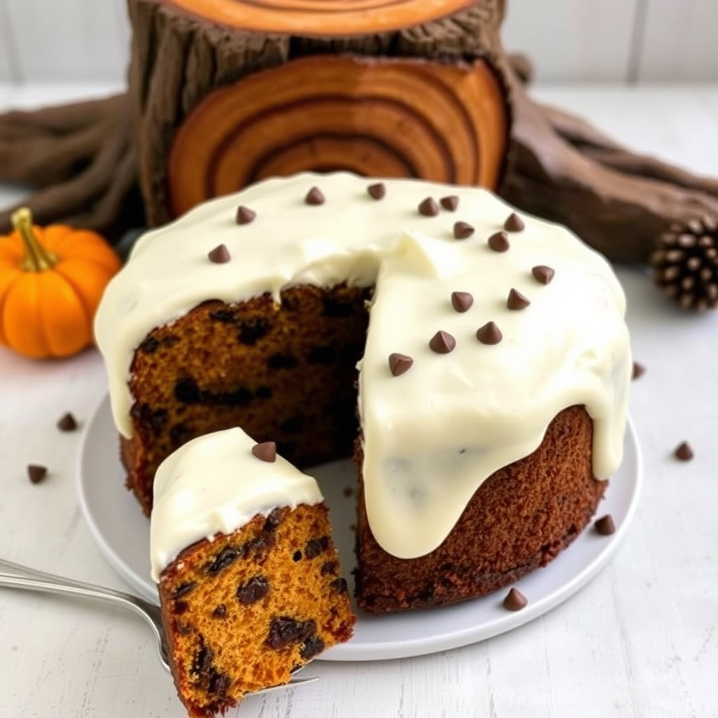 Gresskar- og sjokoladekake med Beurre Noisette-buttercream til juletrestammen