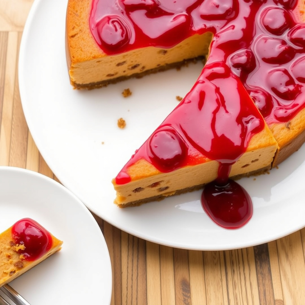 Gresskar- og tranebærcheesecake