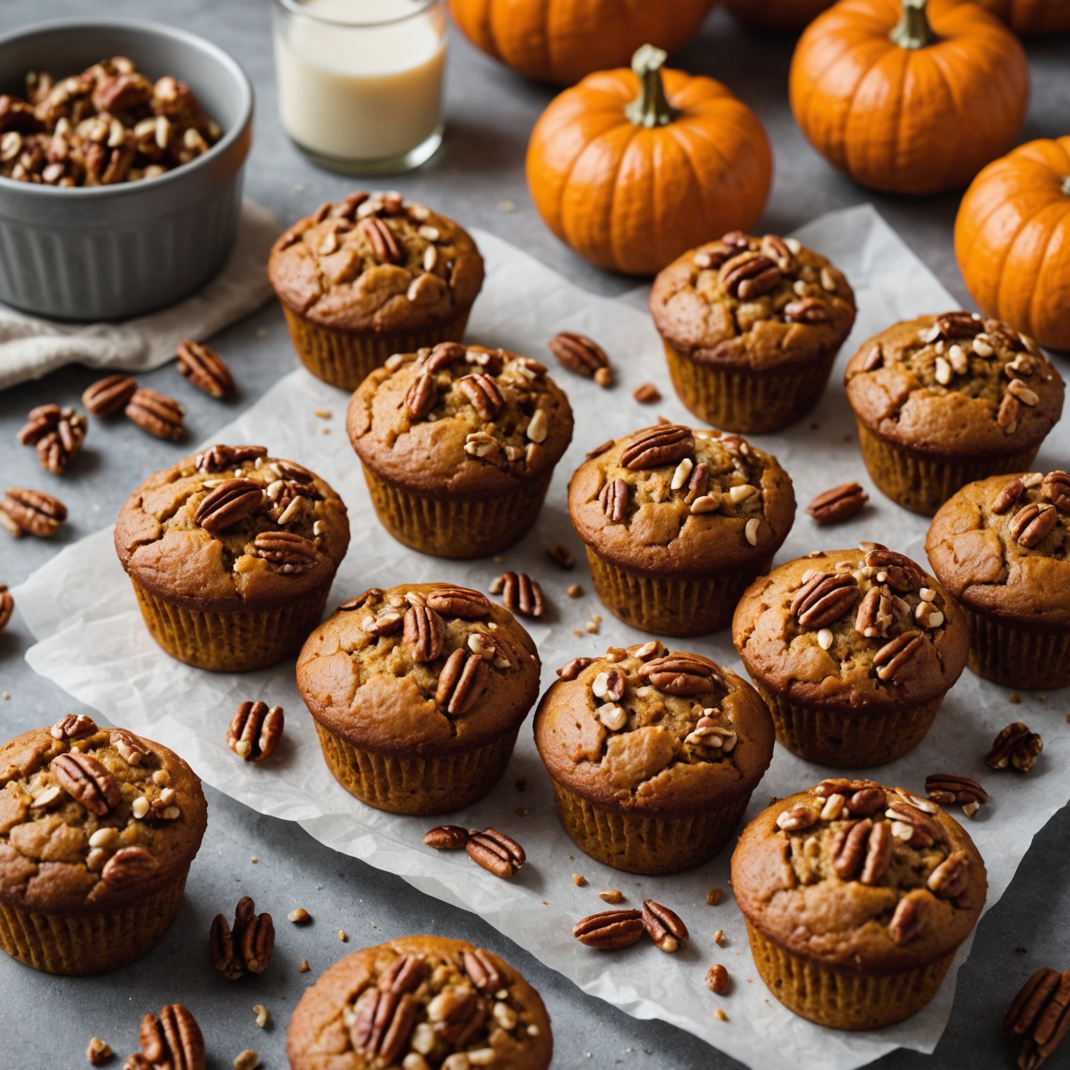 Gresskar-pekannøttmuffins