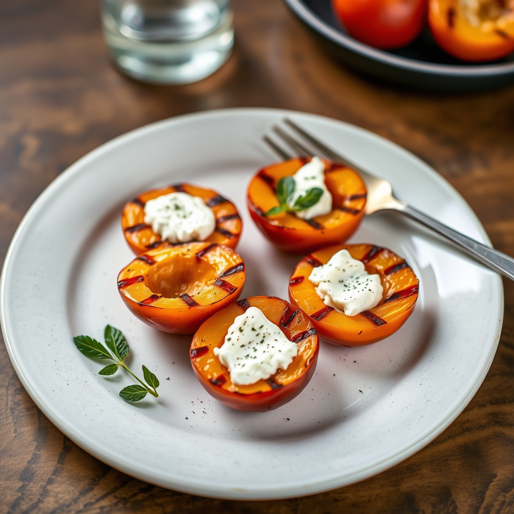 Grillede aprikoser med geitost