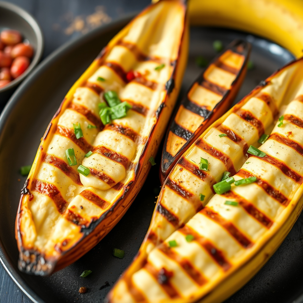 Grillede bananbåter