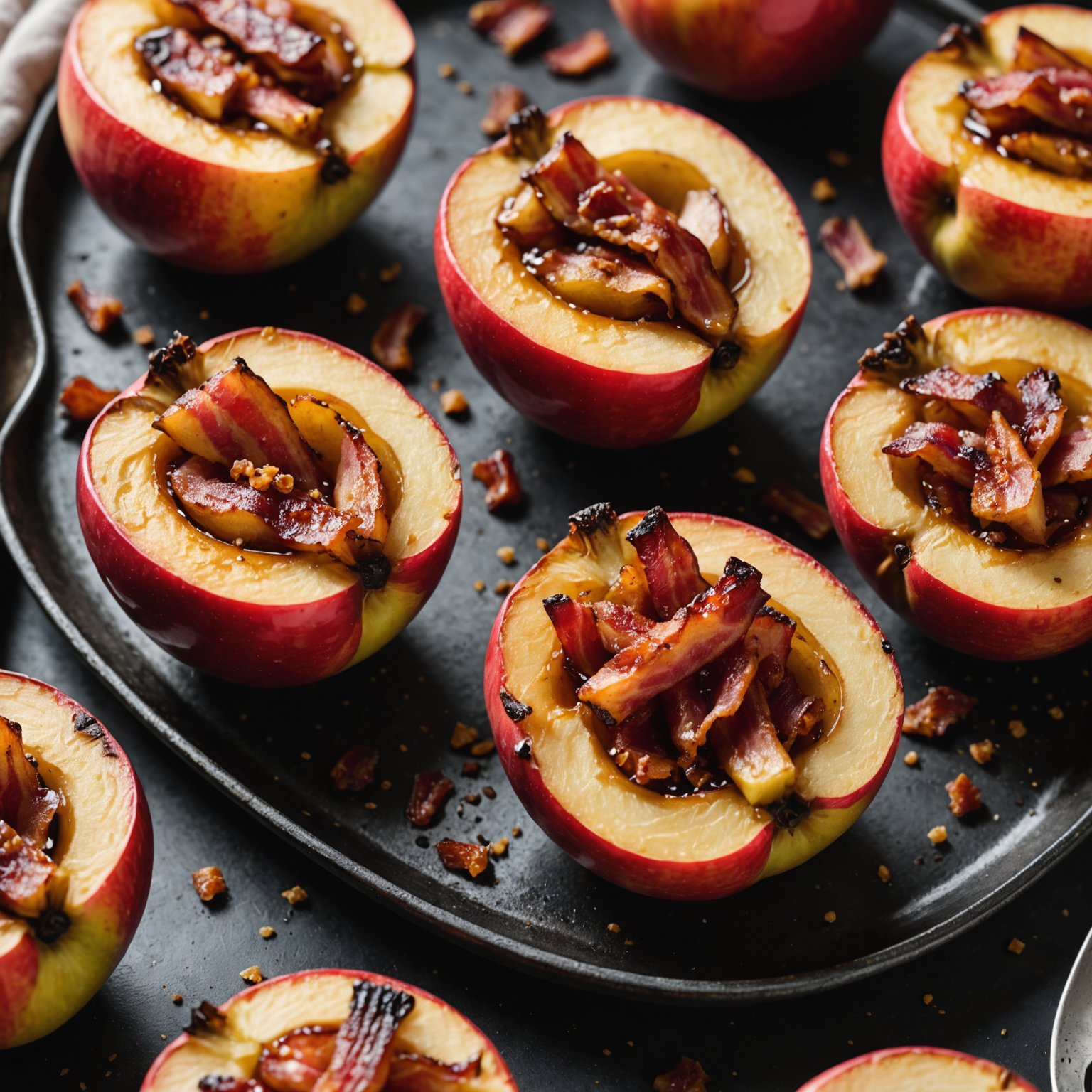 Grillede epler med brunt sukker og sprøstekt bacon