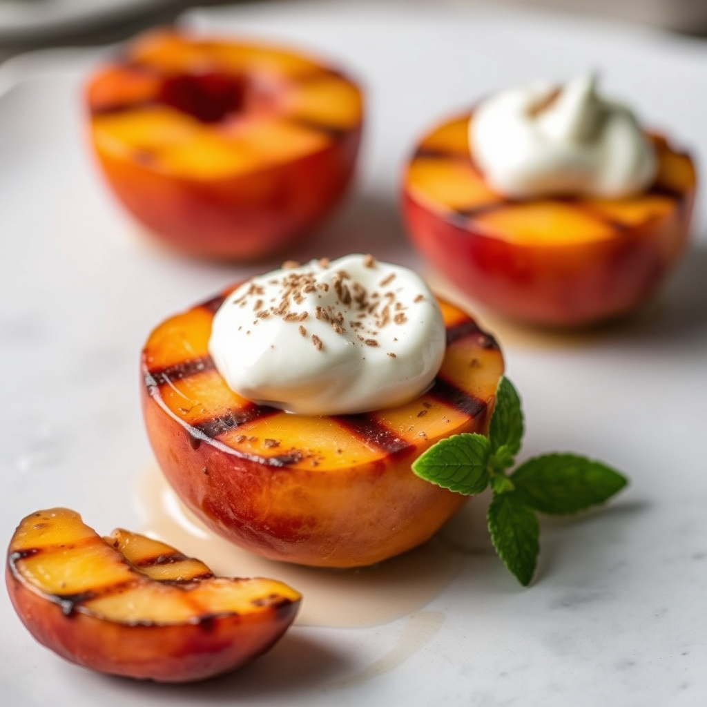 Grillede ferskener med krem