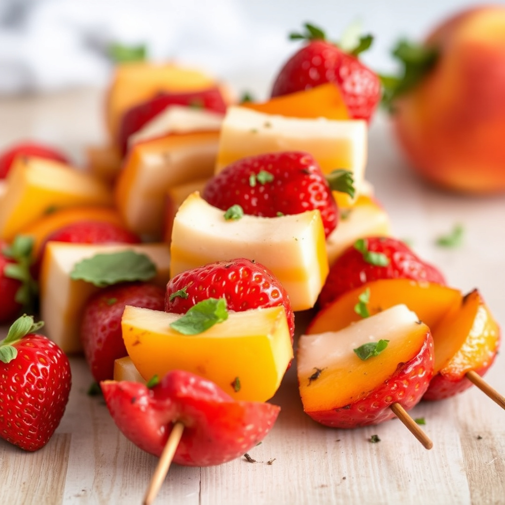 Grillede jordbær- og ferskenkebaber