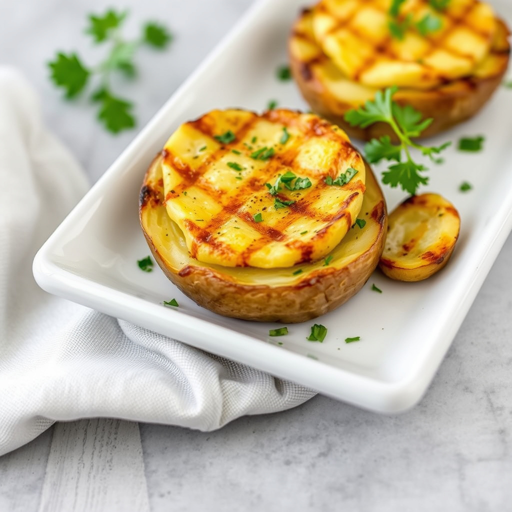 Grillede knuste poteter