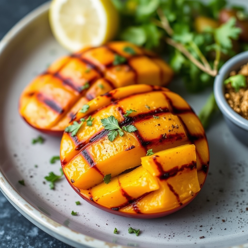 Grillede mangoer med friske urter
