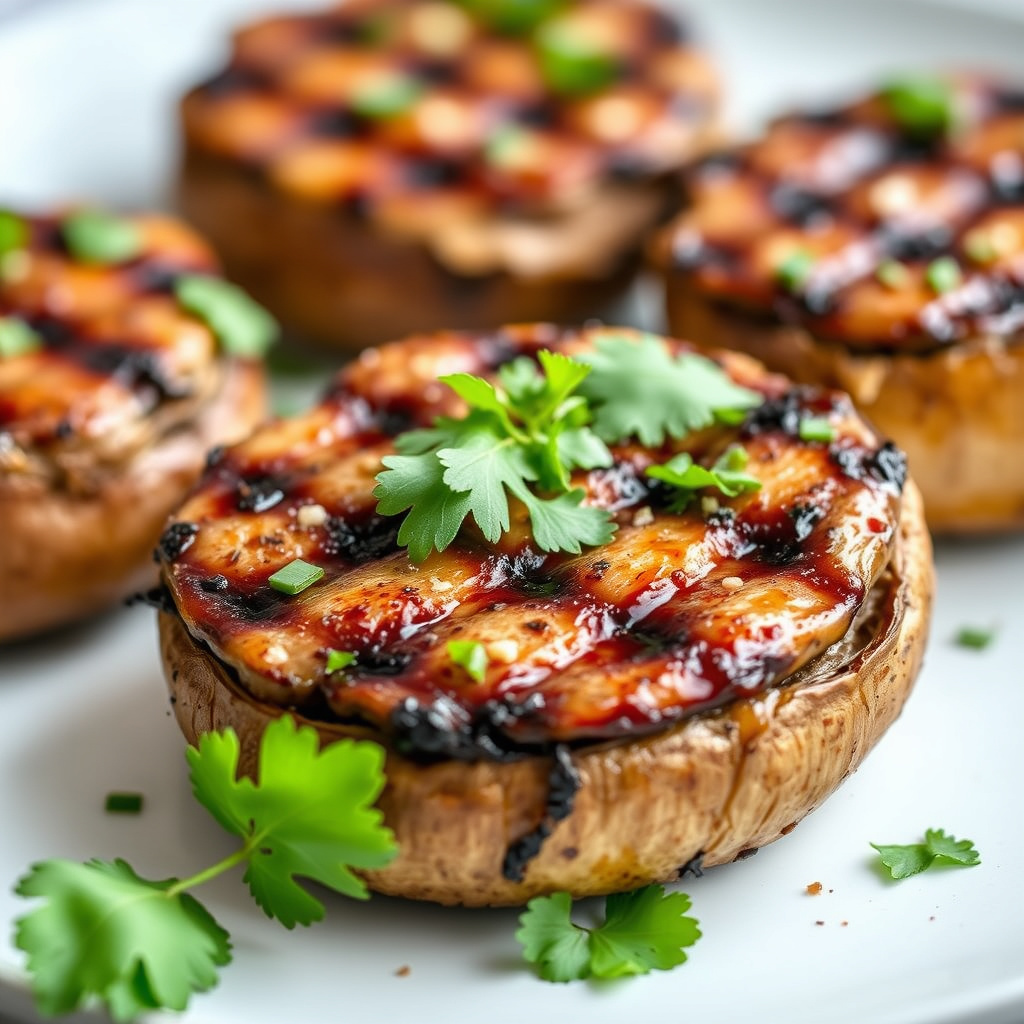Grillede marinerte portobelloburgere med ricotta