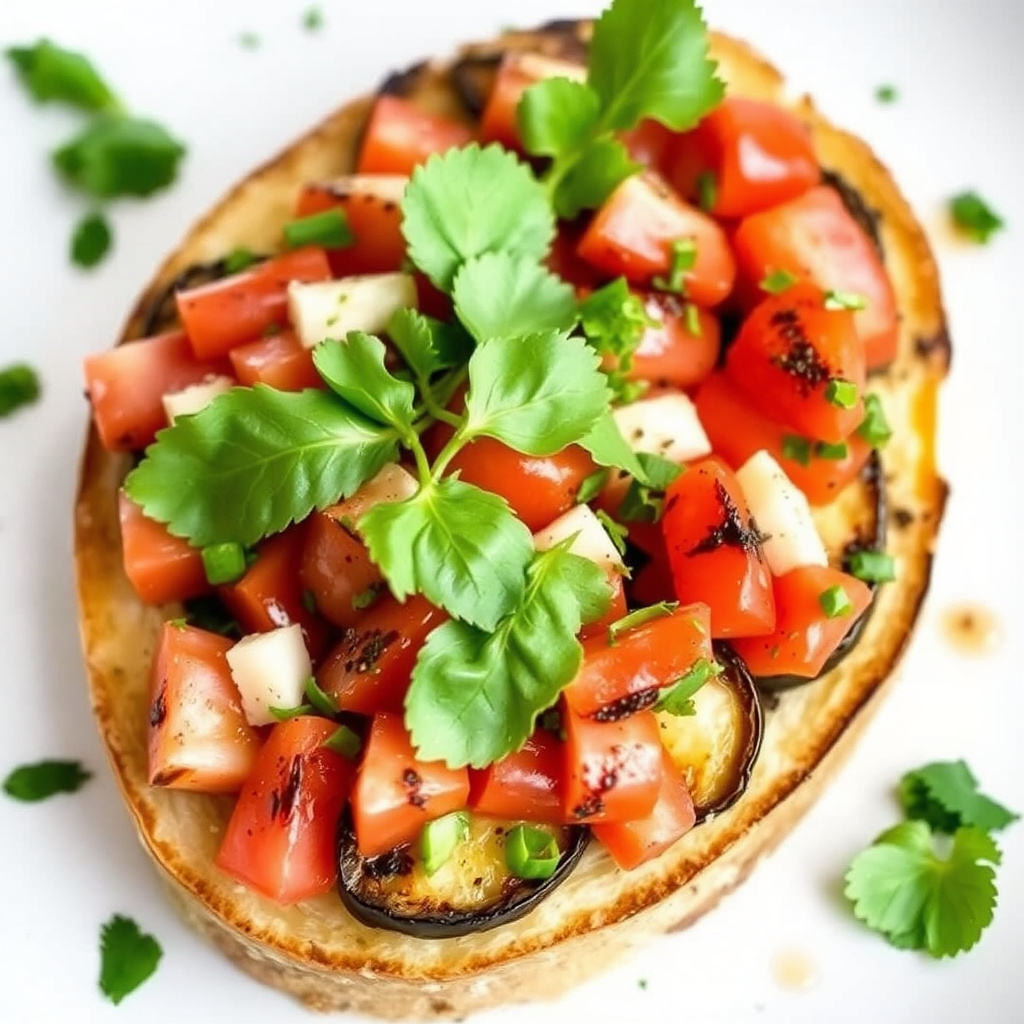 Grillet aubergine-bruschetta