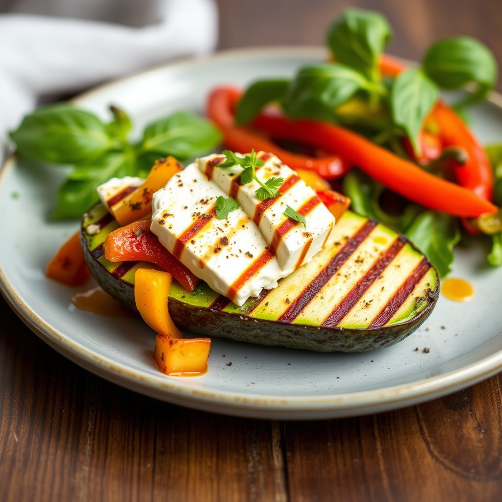 Grillet avokado med geitost og paprika