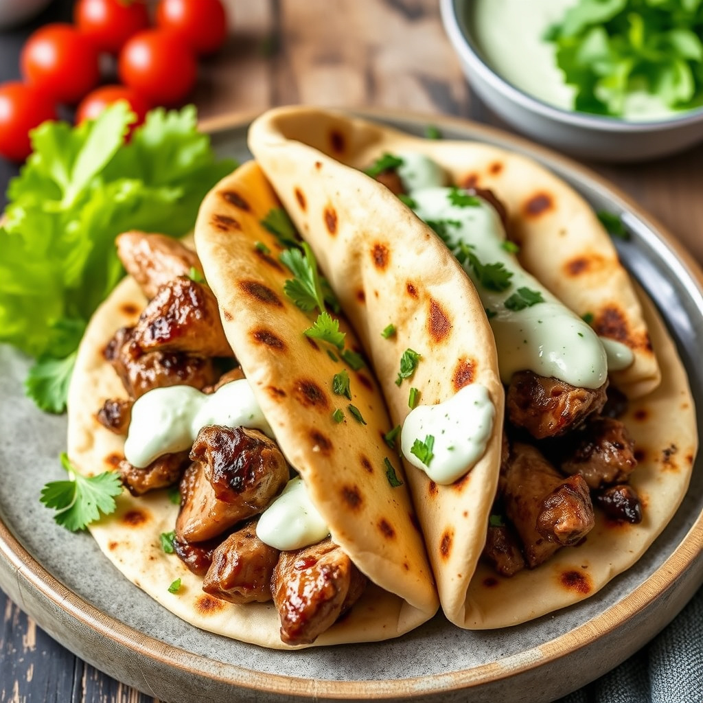 Grillet biffpita med dillsaus
