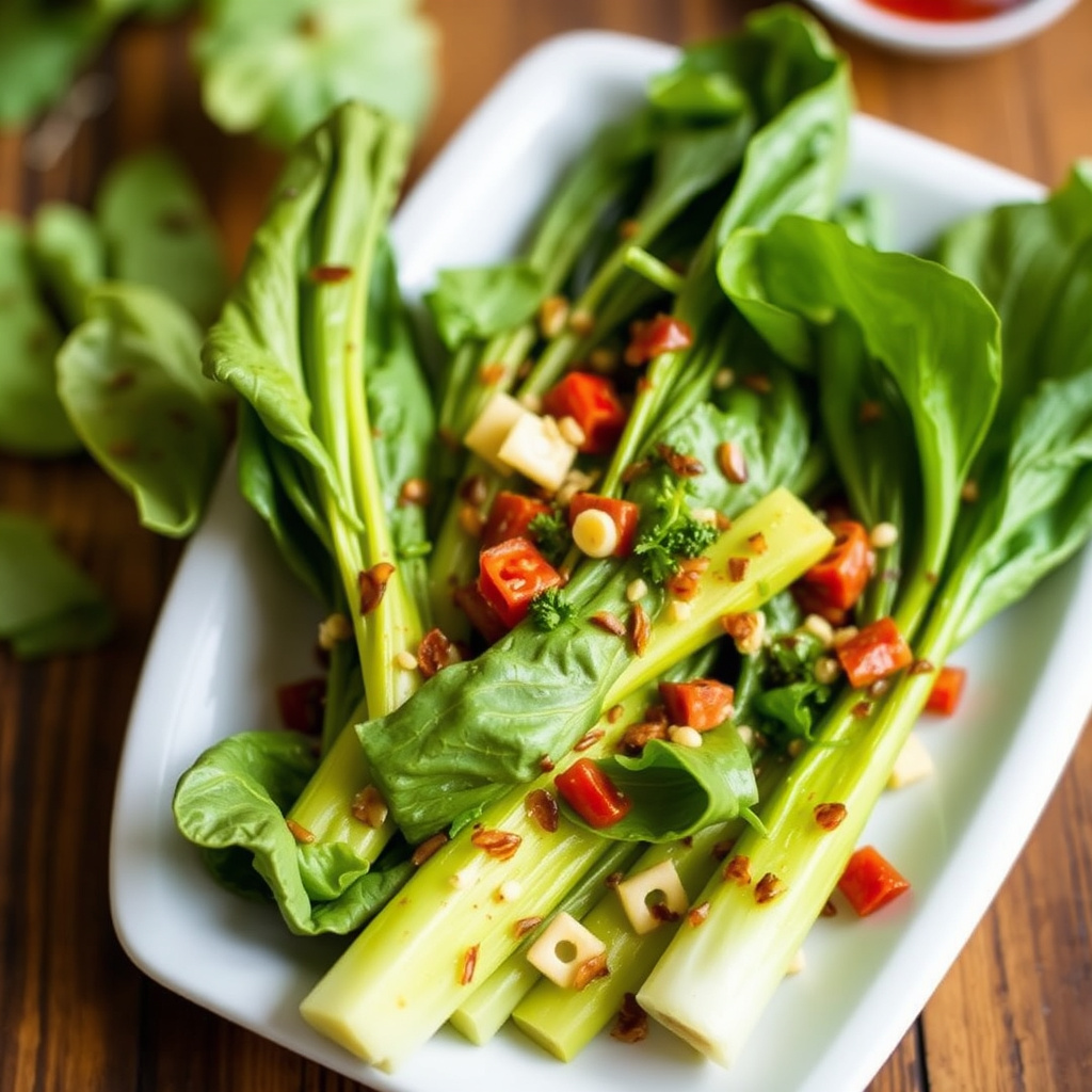 Grillet bok choy med krydret vinaigrette