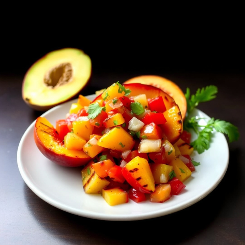 Grillet fersken- og paprikasalsa