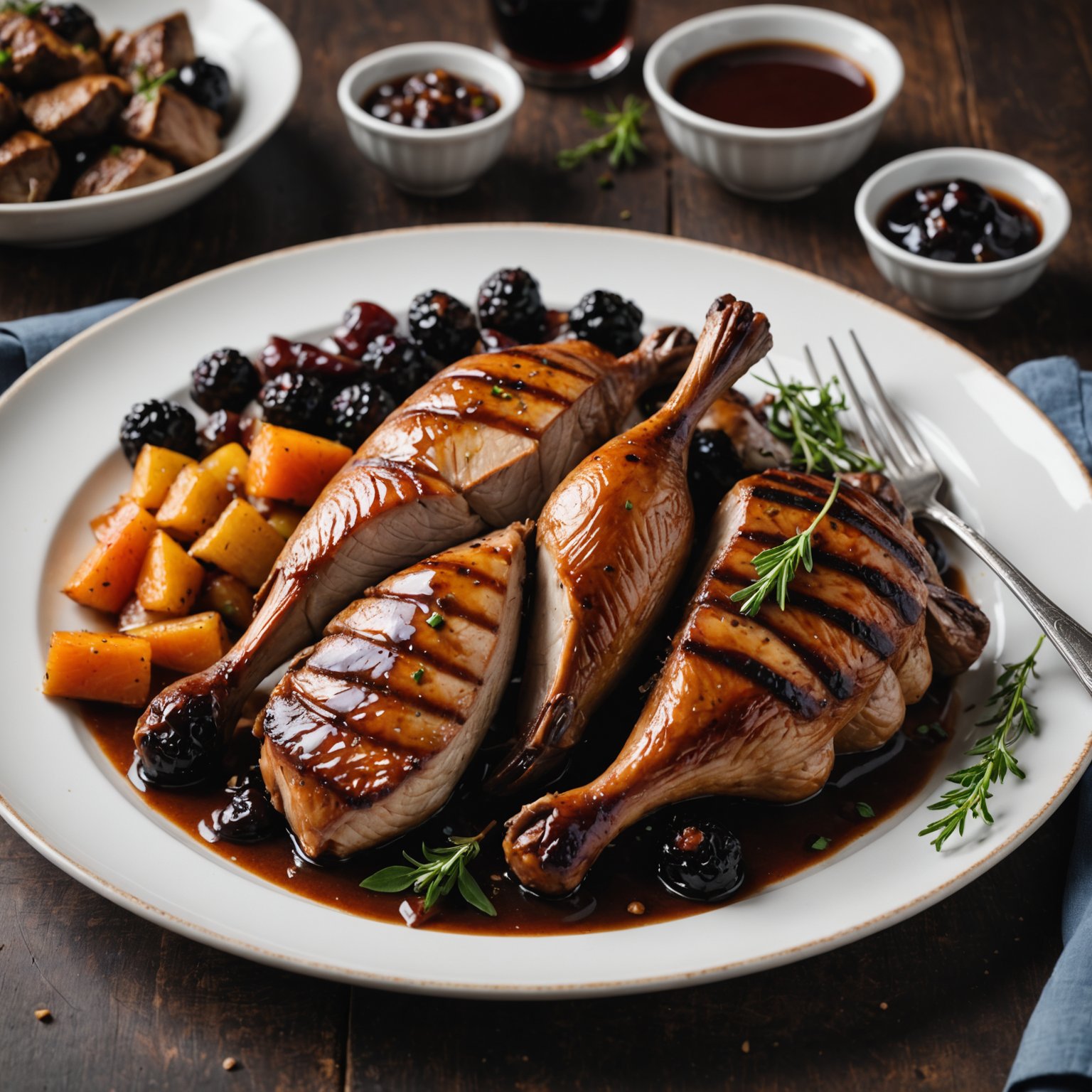 Grillet gås med plommefyll og brun saus