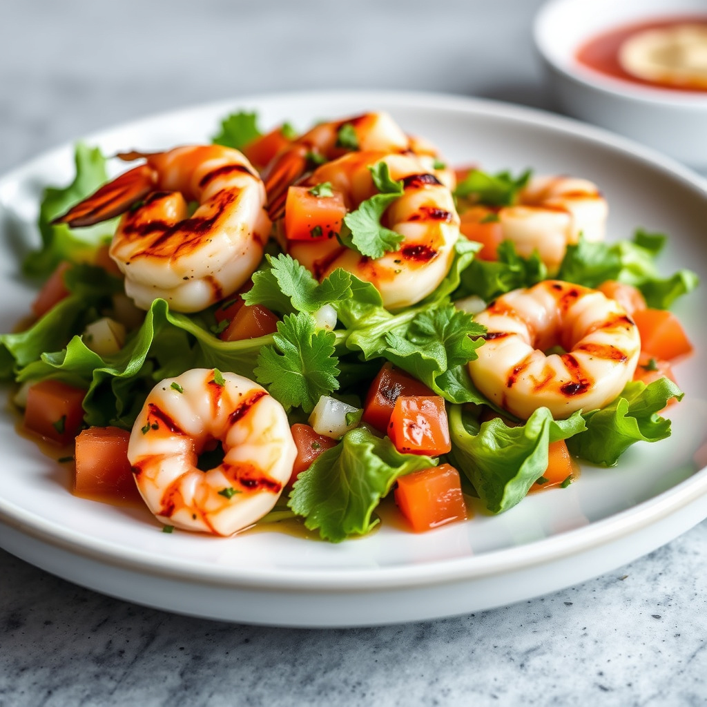 Grillet gazpachosalat med reker