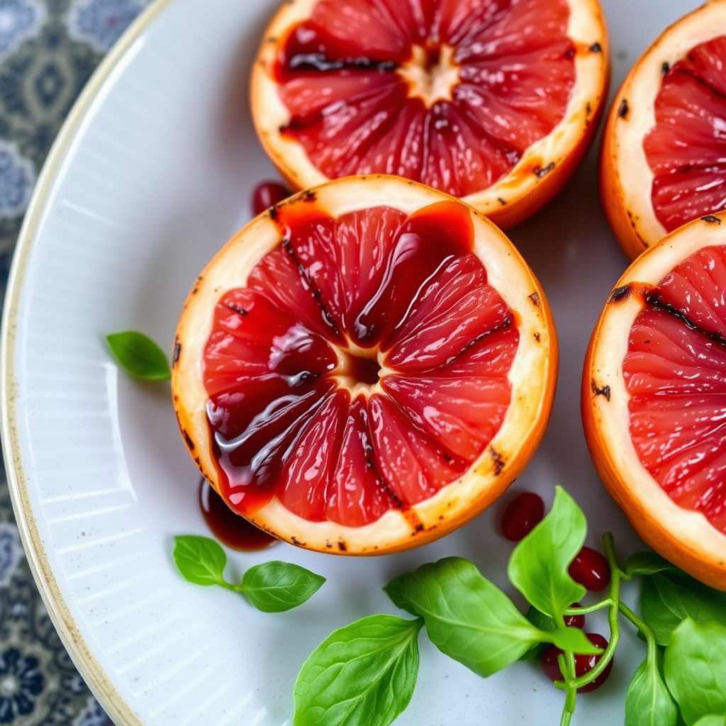 Grillet grapefrukt med granatepleglasur