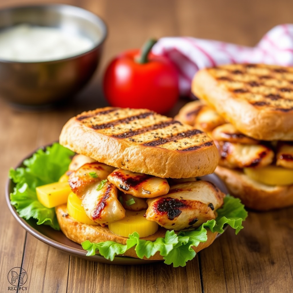 Grillet hawaiisk kylling- og ananassandwich