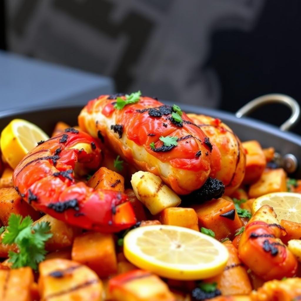 Grillet hummerpaella