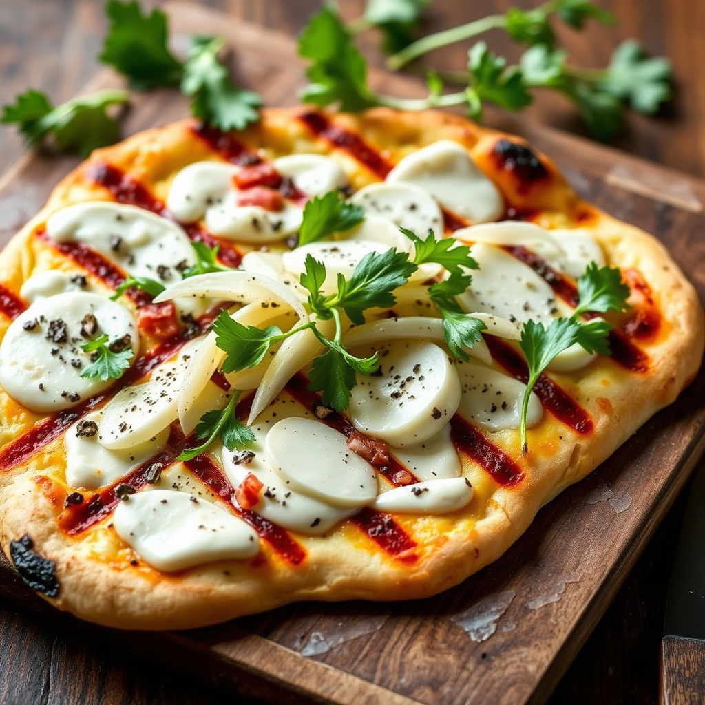 Grillet hvit pizza med fennikelsalat