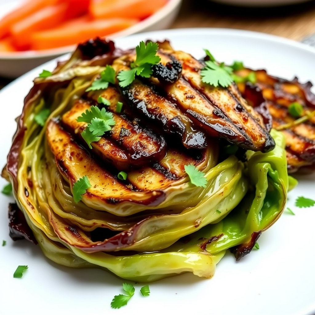 Grillet hodekål med smør og hvitløk