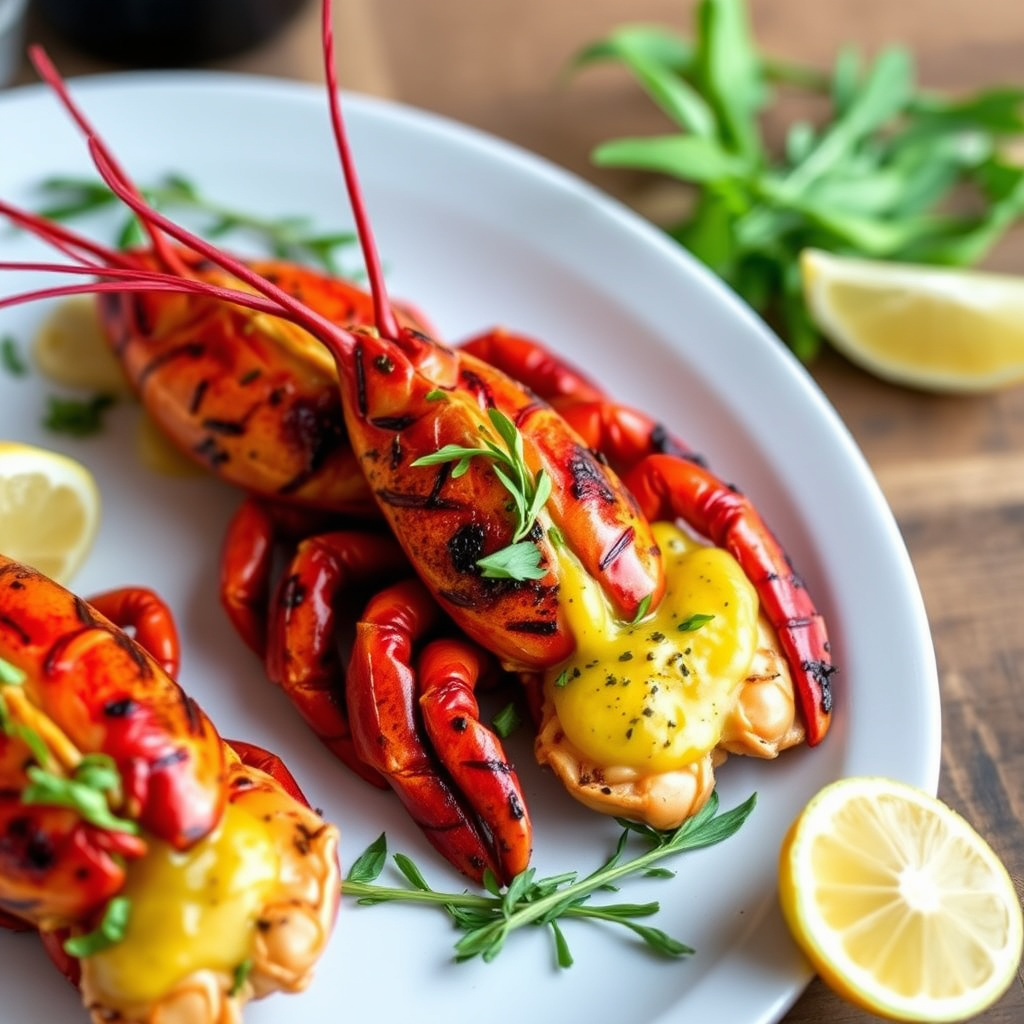 Grillet kreps med krydret estragon-smør