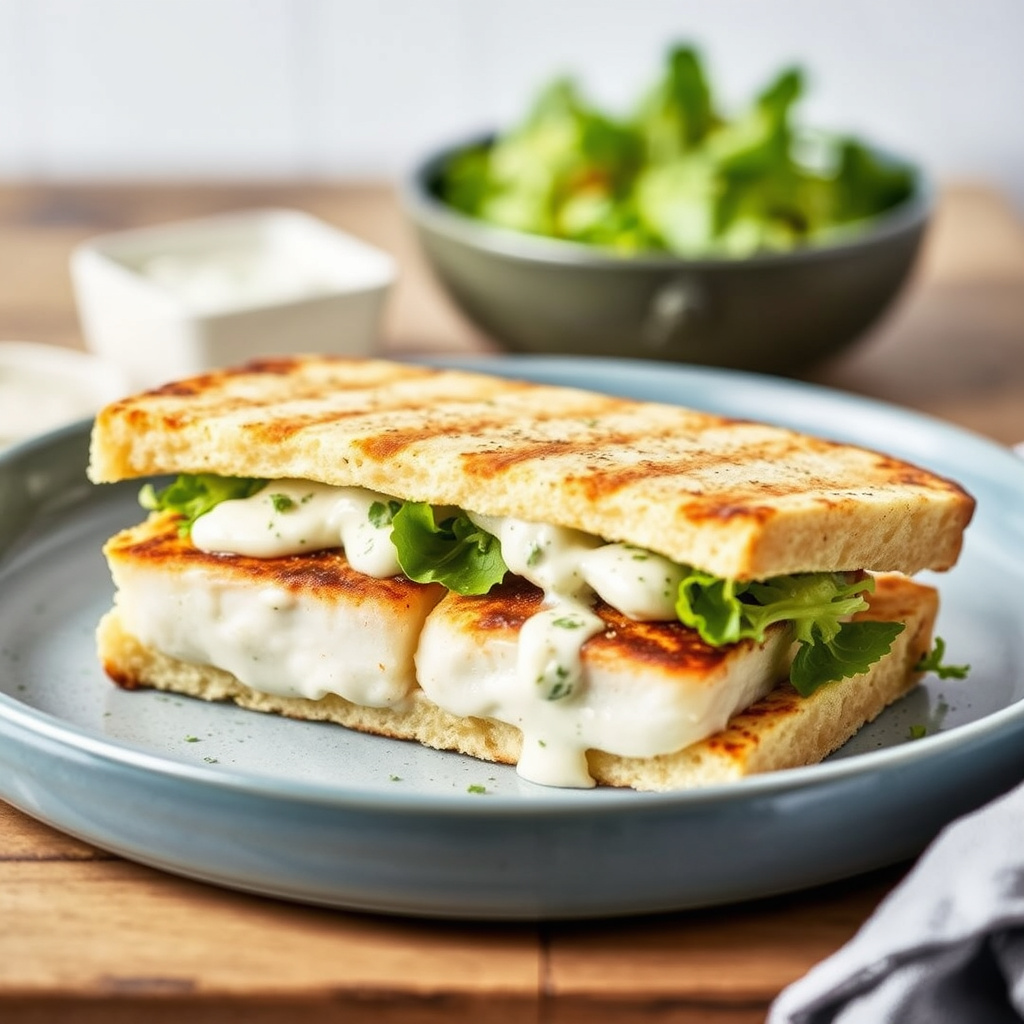 Grillet kveitefiskesandwich med tartarsaus