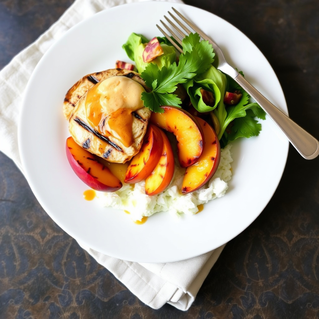 Grillet kylling og fersken med chipotle-ferskensaus