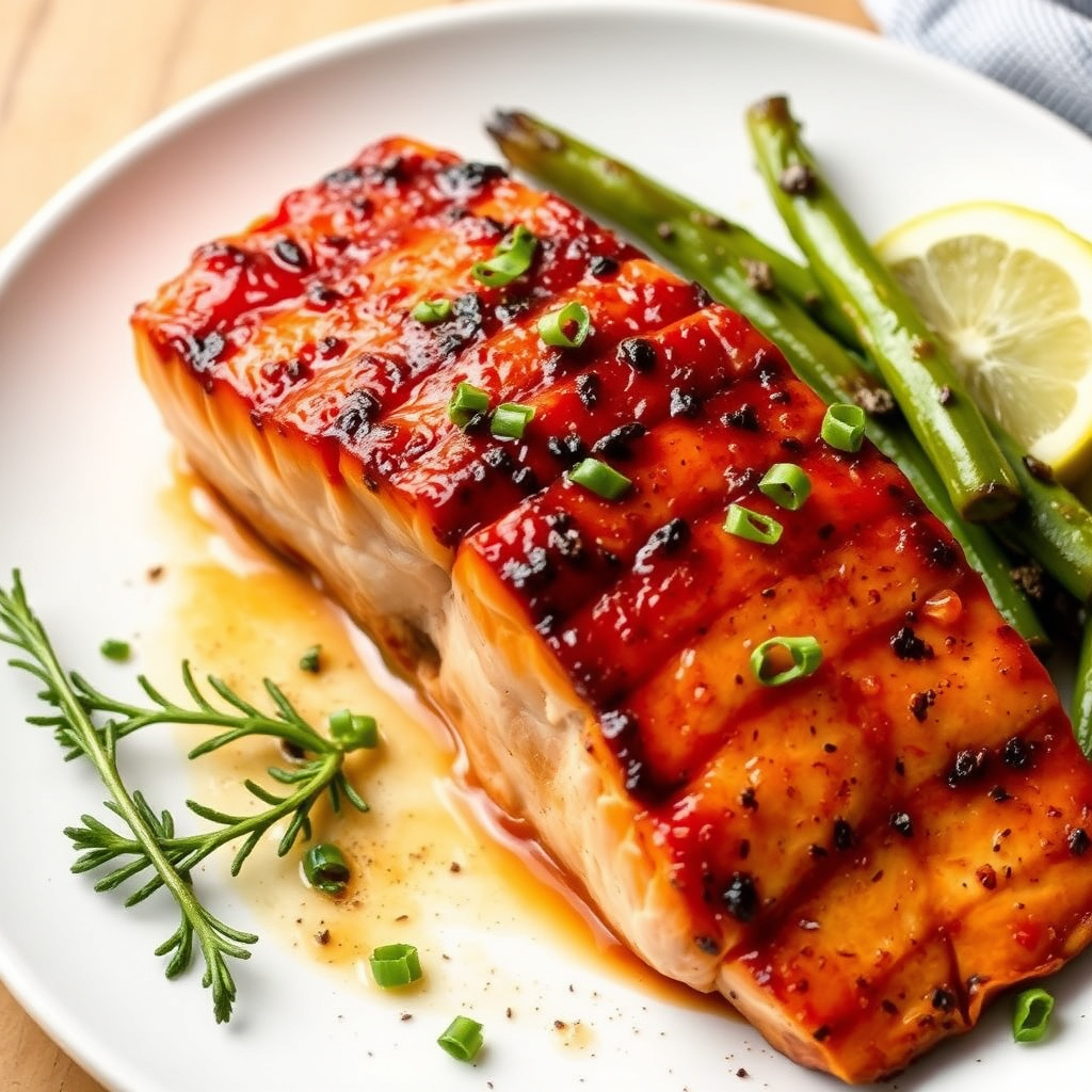 Grillet laks med barbecue-saus