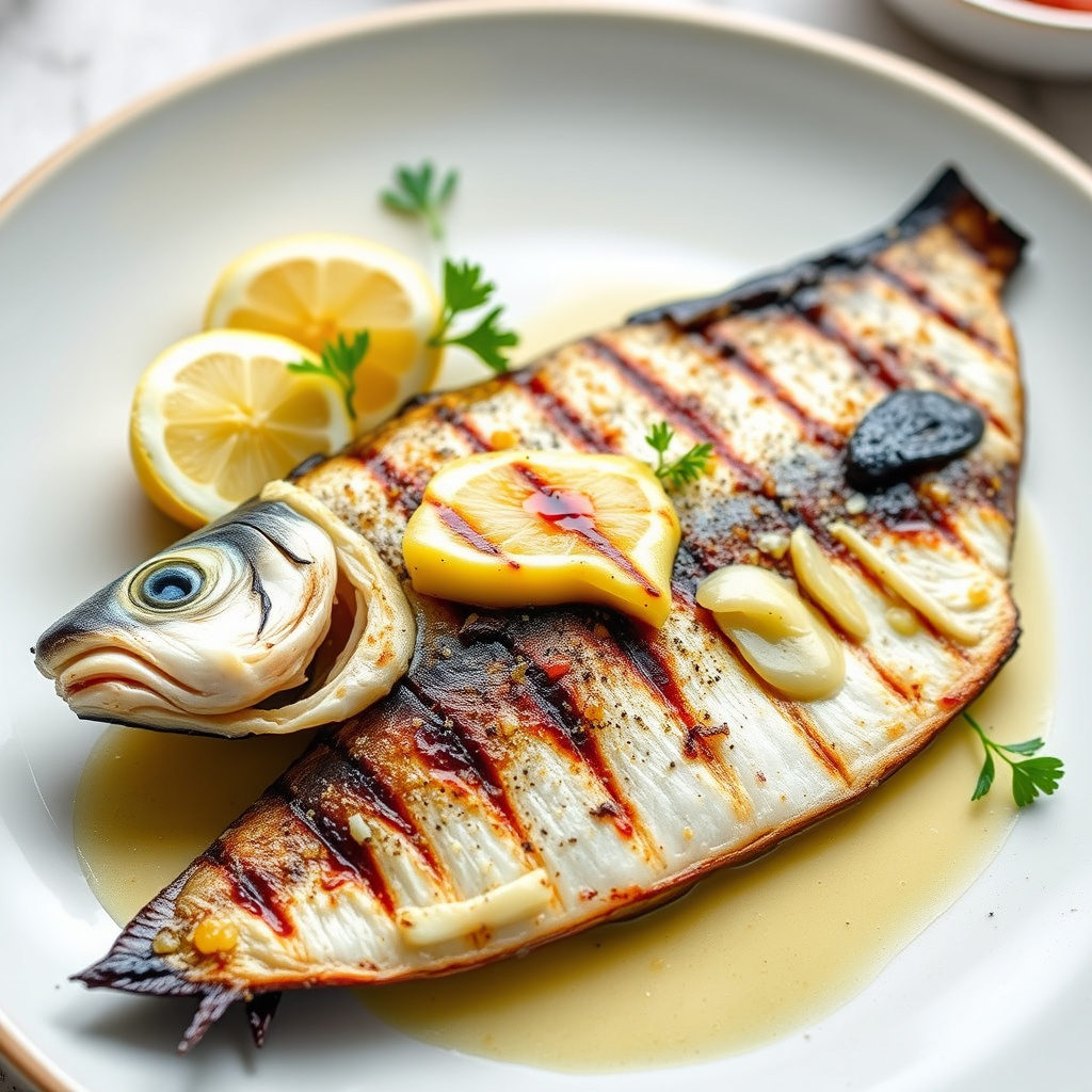 Grillet makrell med ristet hvitløkssmør
