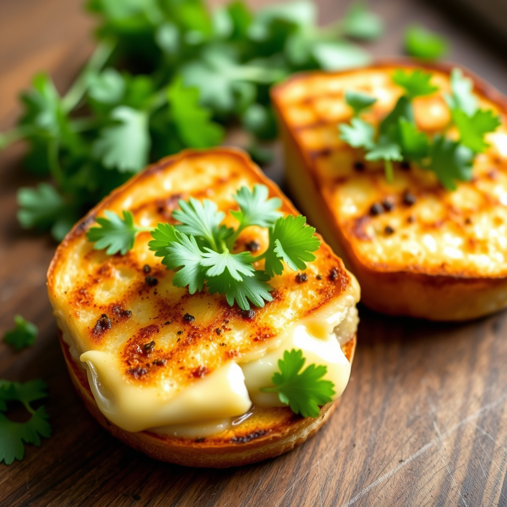 Grillet ostesmørbrød og vannkresse