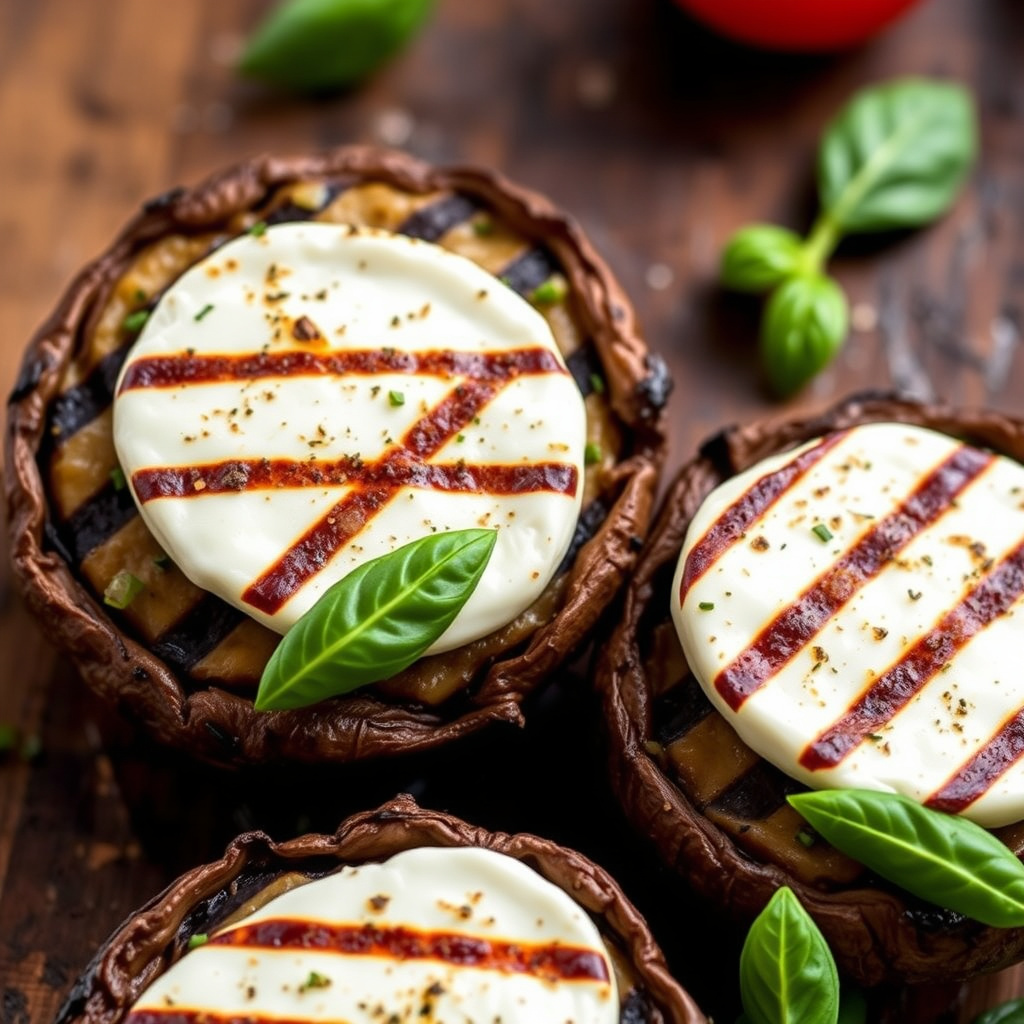 Grillet portobello med mozzarella og marinara