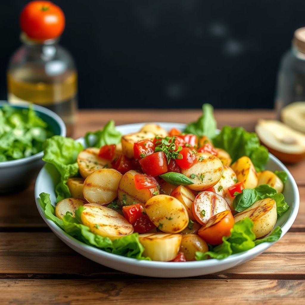 Grillet potetsalat med tomatvinaigrette